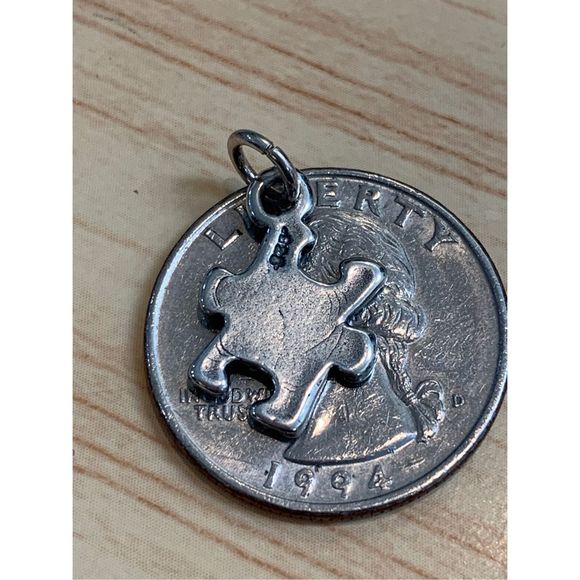 .925 Puzzle Piece Sterling Silver Jewelry Charm #games #autism - Picture 3 of 3